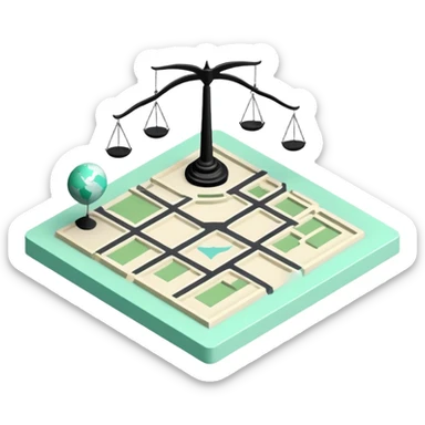 Collectivités Territoriales (Local Authorities), 3D technical icon with black and mint green (#B5F4D3), territorial jurisdiction diagram with administrative boundaries and governance structure sticker