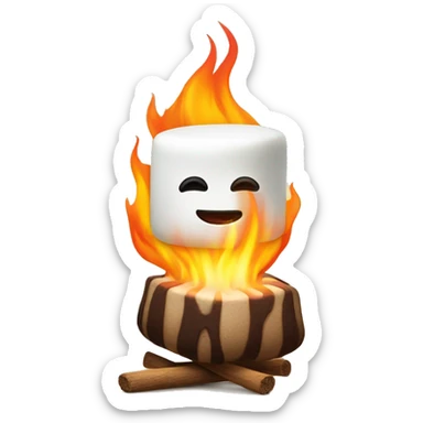marshmallow on fire sticker