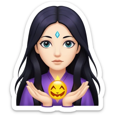 psychic with long black hair sticker