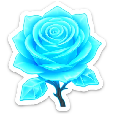 Make the rose made of ice glow in the style of emoji, preserving the emoji look and feel, with no background. sticker