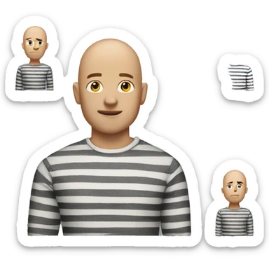 bald man in striped shirt sticker