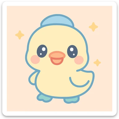 cute duck, kawaii style sticker