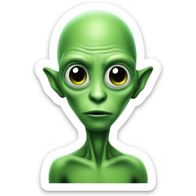 green Alien wondering sticker