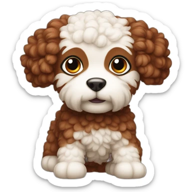 toy pudel with red brown color sticker