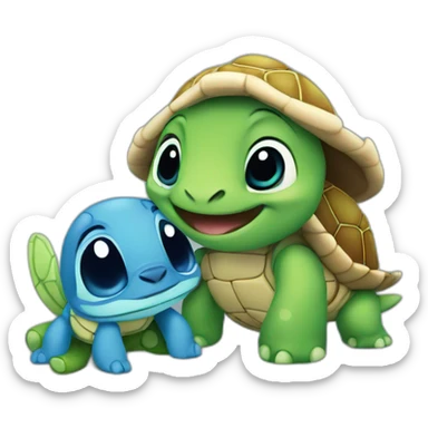 Stitch And turtle sticker