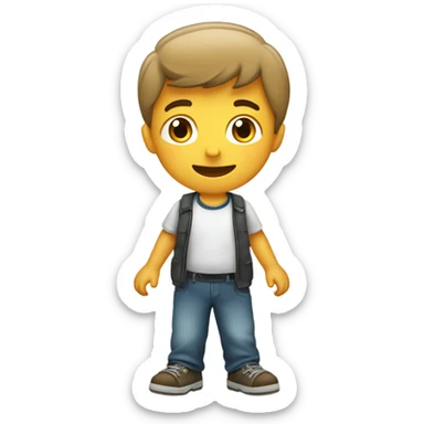 niño saludando sticker