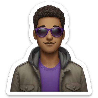 young men purple party wearing ray-ban sticker
