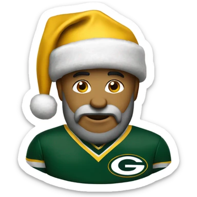 Santa wearing Green Bay packer hat sticker