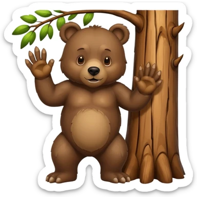 Bear touching a tree  sticker