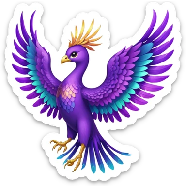 a purple pheonix with wings spread out sticker