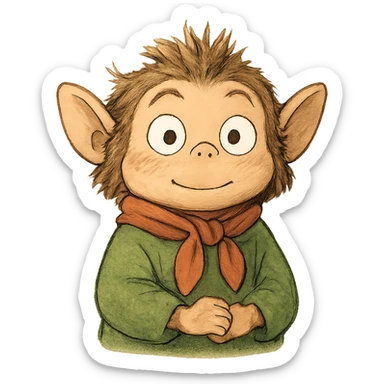 a whimsical character with wide eyes and raised eyebrows sticker