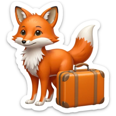 A clever fox gripping a tiny suitcase with its agile tail. sticker