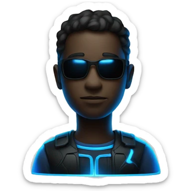 Black PC gaming with a blue light Line  sticker