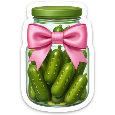 A big pink bow on a jar of pickles  sticker
