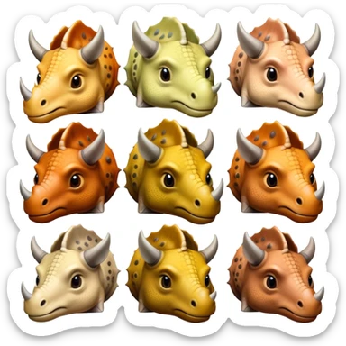 faces of different triceratops sticker