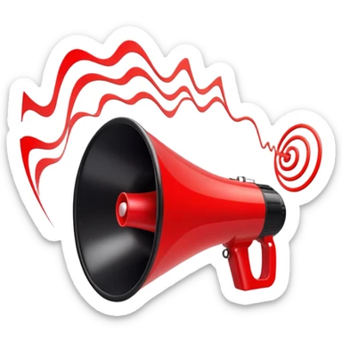 red and black megaphone loudspeaker with sound waves sticker