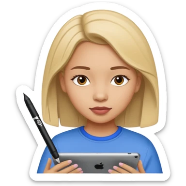 girl drawing on ipad sticker