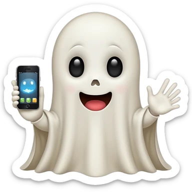 Mobile phone ghost cute  sticker