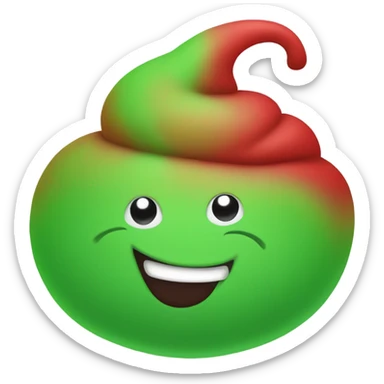 Red and green swirl poop emoji sticker
