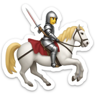 Woman knight riding horse paintbrush lance sticker
