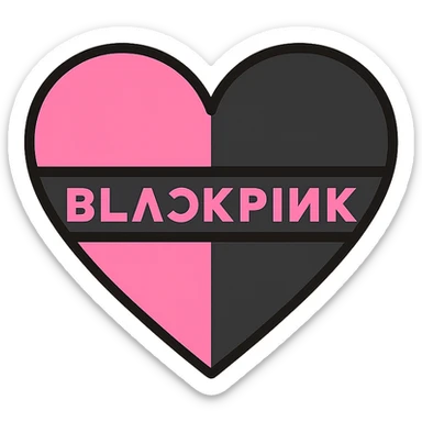 Blackpink heart symbol, pink and black, glamorous, pop culture style sticker