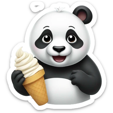 Panda eating ice cream sticker