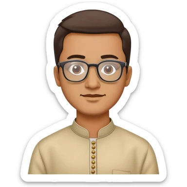 man with wheatish skin tone, wearing kurta with rectangle glasses sticker