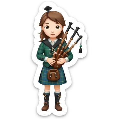 scotch girl playing bagpipe full body sticker