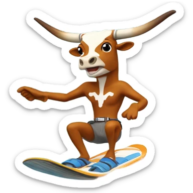 Texas Longhorn mascot on water skis jumping sticker
