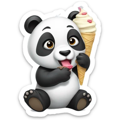 Panda eating ice cream sticker