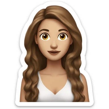 stunning white woman, brown long hair, brown eyes sticker