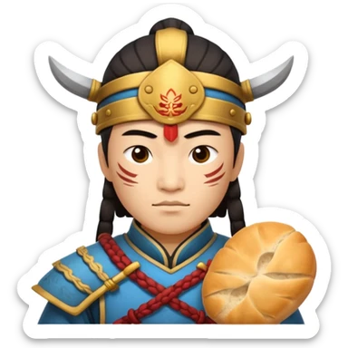 chinese ancient warrior with bread sticker