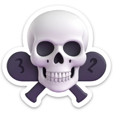 white skull and ace of spades, 3D emoji style sticker