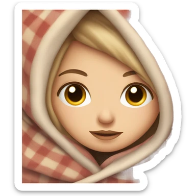 White girl snuggled in a blanket sticker