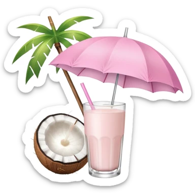 coconut drink with light pink umbrella sticker