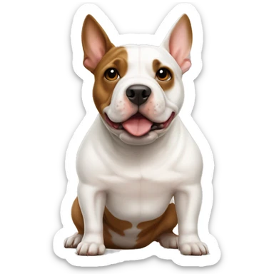 White Bull terrier and brown-and-tan frenchie standing together  sticker