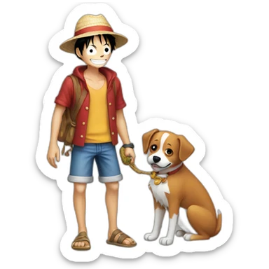 Luffy With a dog sticker