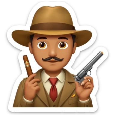 Mafia holding cigar and gun sticker