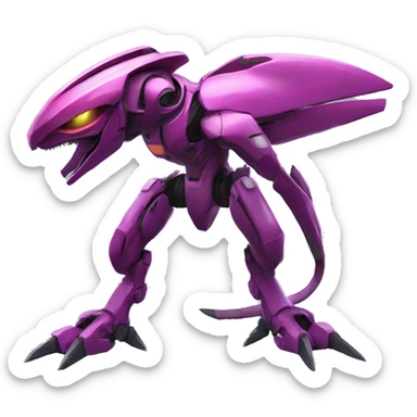 a Genesect-Raptor-Fakémon—hybrid with a futuristic visor-helmet full body sticker