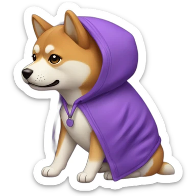 shiba inu with purple hoodie sticker