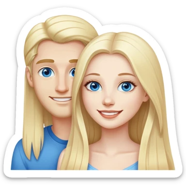 pretty woman with pale skin and who has BLUE eyes very long blonde hair with her boyfriend  sticker