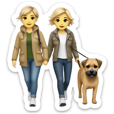 2 white lesbians walking border terrier sticker