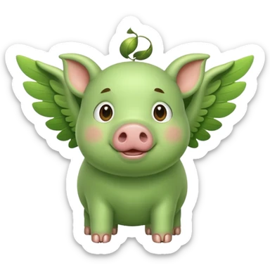 Green pig with wings  sticker