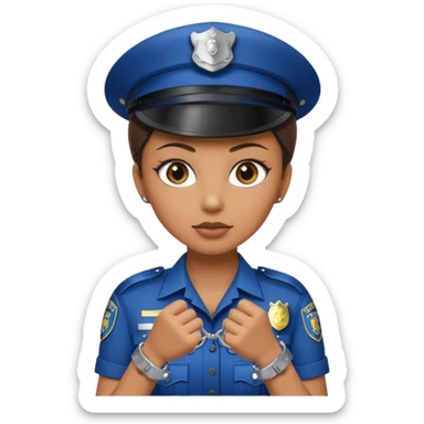 police woman holding hand cuffs sticker