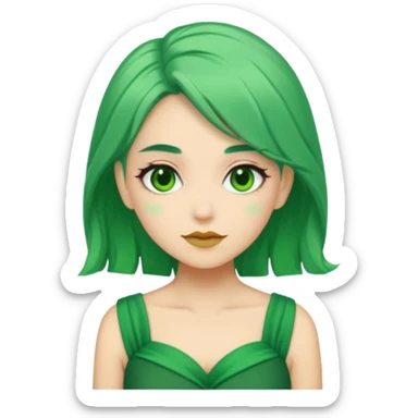 green dress old character, green hair. sticker