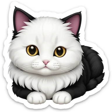 Tuxedo cat snuggling sticker