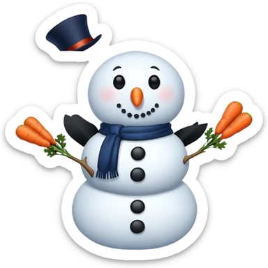 Snowman with a navy blue heart sticker