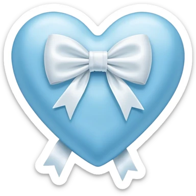 Light blue heart with white bow sticker