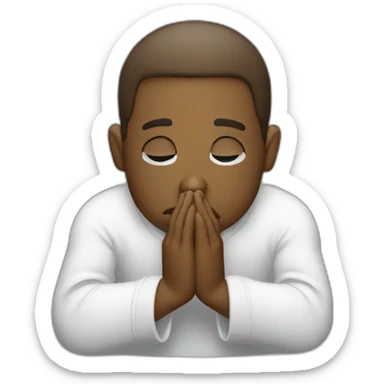 sad think bubble with eyes and hands praying sticker