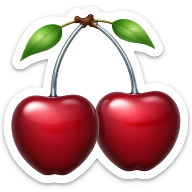 A pair of cherries emoji made of liquid silver chrome, smooth rounded shapes, glossy metallic surface, subtle sensual vibe, luxury sexy aesthetic, iOS emoji style, centered, clean white background sticker